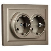 Розетка 2-м СП BRITE РС12-3-БрШ 16А в сборе с заземл. без защ. шторок шампань IEK BR-R21-16-K37-F BR-R21-16-K37-F