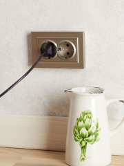 Розетка 2-м СП BRITE РС12-3-БрШ 16А в сборе с заземл. без защ. шторок шампань IEK BR-R21-16-K37-F BR-R21-16-K37-F