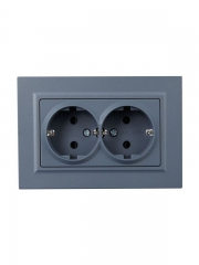 Розетка 2-м СП BRITE РСш12-3-БрМ 16А в сборе с заземл. защ. шторки маренго IEK BR-R24-16-K35-F BR-R24-16-K35-F