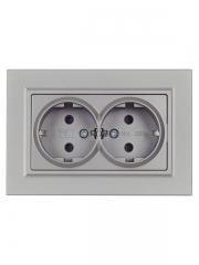 Розетка 2-м СП BRITE РСш12-3-БрС 16А в сборе с заземл. защ. шторки сталь IEK BR-R24-16-K46-F BR-R24-16-K46-F