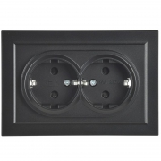 Розетка 2-м СП BRITE РСш12-3-БрЧ 16А в сборе с заземл. защ. шторки черн. IEK BR-R24-16-K02-F BR-R24-16-K02-F