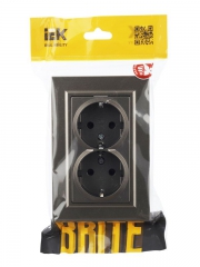 Розетка 2-м СП BRITE РСш12-3-БрШ 16А в сборе с заземл. защ. шторки шампань IEK BR-R24-16-K37-F BR-R24-16-K37-F