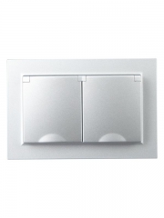 Розетка 2-м СП BRITE РСбш12-3-44-БрА 16А в сборе IP44 с крышкой алюм. IEK BR-R26-16-44-K47-F BR-R26-16-44-K47-F