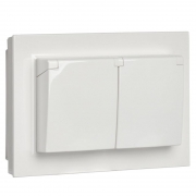 Розетка 2-м СП BRITE РСбш12-3-44-БрБ 16А в сборе IP44 с крышкой бел. IEK BR-R26-16-44-K01-F BR-R26-16-44-K01-F