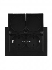 Розетка 2-м СП BRITE РСбш12-3-44-БрЧ 16А в сборе IP44 с крышкой черн. IEK BR-R26-16-44-K02-F BR-R26-16-44-K02-F