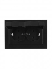 Розетка 2-м СП BRITE РСбш12-3-44-БрЧ 16А в сборе IP44 с крышкой черн. IEK BR-R26-16-44-K02-F BR-R26-16-44-K02-F