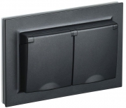 Розетка 2-м СП BRITE РСбш12-3-44-БрЧ 16А в сборе IP44 с крышкой черн. IEK BR-R26-16-44-K02-F BR-R26-16-44-K02-F