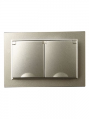Розетка 2-м СП BRITE РСбш12-3-44-БрШ 16А в сборе IP44 с крышкой шампань IEK BR-R26-16-44-K37-F BR-R26-16-44-K37-F