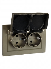 Розетка 2-м СП BRITE РСбш12-3-44-БрШ 16А в сборе IP44 с крышкой шампань IEK BR-R26-16-44-K37-F BR-R26-16-44-K37-F