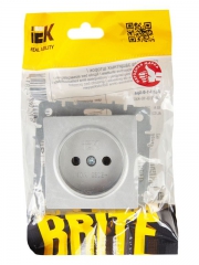 Розетка BRITE РС10-1-0-БрА 10А без заземл. без защ. шторок алюм. IEK BR-R10-10-K47 BR-R10-10-K47