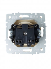 Розетка BRITE РС10-1-0-БрКр 10А без заземл. без защ. шторок беж. IEK BR-R10-10-K10 BR-R10-10-K10