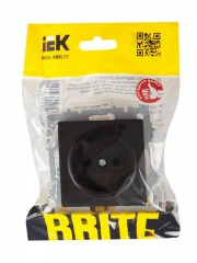 Розетка BRITE РС10-1-0-БрЧ 10А без заземл. без защ. шторок черн. IEK BR-R10-10-K02 BR-R10-10-K02