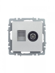 Розетка компьютерная + телевизионная 2-м Brite РТВ/РК12-БрА RJ45 кат.5E + TV алюм. IEK BR-AK20-1-K47 BR-AK20-1-K47