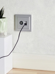 Розетка компьютерная + телевизионная 2-м Brite РТВ/РК12-БрА RJ45 кат.5E + TV алюм. IEK BR-AK20-1-K47 BR-AK20-1-K47