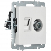 Розетка компьютерная + телевизионная 2-м Brite РТВ/РК12-БрБ RJ45 кат.5E + TV бел. IEK BR-AK20-1-K01 BR-AK20-1-K01