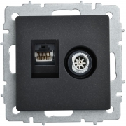 Розетка компьютерная + телевизионная 2-м Brite РТВ/РК12-БрЧ RJ45 кат.5E + TV черн. IEK BR-AK20-1-K02 BR-AK20-1-K02