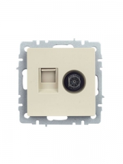 Розетка компьютерная + телевизионная 2-м Brite РТВ/РК12-БрКр RJ45 кат.5E + TV беж. IEK BR-AK20-1-K10 BR-AK20-1-K10