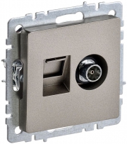 Розетка компьютерная + телевизионная 2-м Brite РТВ/РК12-БрШ RJ45 кат.5E + TV шампань IEK BR-AK20-1-K37 BR-AK20-1-K37