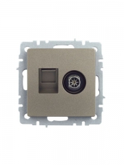 Розетка компьютерная + телевизионная 2-м Brite РТВ/РК12-БрШ RJ45 кат.5E + TV шампань IEK BR-AK20-1-K37 BR-AK20-1-K37