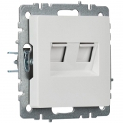 Розетка компьютерная двойная СП RJ45 кат.5E BRITE РК10-2-БрБ бел. IEK BR-K20-1-K01 BR-K20-1-K01