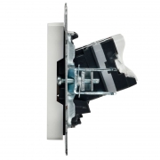 Розетка компьютерная двойная СП RJ45 кат.5E BRITE РК10-2-БрБ бел. IEK BR-K20-1-K01 BR-K20-1-K01