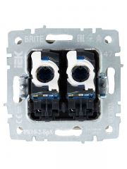 Розетка компьютерная двойная СП RJ45 кат.5E BRITE РК10-2-БрА алюм. IEK BR-K20-1-K47 BR-K20-1-K47