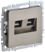 Розетка компьютерная двойная СП RJ45 кат.5E BRITE РК10-2-БрШ шампань IEK BR-K20-1-K37 BR-K20-1-K37
