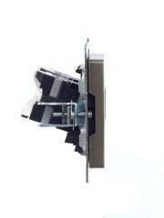 Розетка компьютерная двойная СП RJ45 кат.5E BRITE РК10-2-БрШ шампань IEK BR-K20-1-K37 BR-K20-1-K37