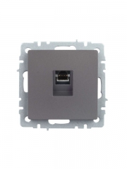 Розетка компьютерная СП RJ45 кат.5E BRITE РК10-БрС сталь IEK BR-K10-1-K46 BR-K10-1-K46