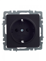 Розетка BRITE РС11-1-0-БрЧ 16А с заземл. без защ. шторки черн. IEK BR-R11-16-K02 BR-R11-16-K02