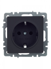 Розетка 1-м СП BRITE РС14-1-0-БрГ 16А с заземл. защ. шторки графит IEK BR-R14-16-K53 BR-R14-16-K53