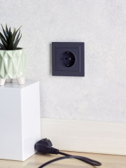 Розетка 1-м СП BRITE РС14-1-0-БрГ 16А с заземл. защ. шторки графит IEK BR-R14-16-K53 BR-R14-16-K53