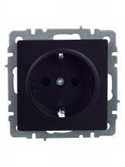 Розетка BRITE РС14-1-0-БрЧ 16А с заземл. защ. шторки черн. IEK BR-R14-16-K02 BR-R14-16-K02