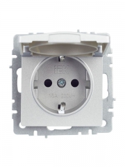Розетка BRITE РСбш10-3-БрА 16А IP20 с заземл. защ. шторки с крышкой алюм. IEK BR-R16-16-K47 BR-R16-16-K47
