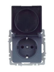 Розетка BRITE РСбш10-3-БрМ 16А IP20 с заземл. защ. шторки с крышкой маренго IEK BR-R16-16-K35 BR-R16-16-K35