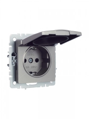 Розетка BRITE РСбш10-3-БрС 16А IP20 с заземл. защ. шторки с крышкой сталь IEK BR-R16-16-K46 BR-R16-16-K46