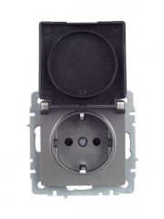 Розетка BRITE РСбш10-3-БрС 16А IP20 с заземл. защ. шторки с крышкой сталь IEK BR-R16-16-K46 BR-R16-16-K46