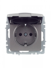 Розетка BRITE РСбш10-3-БрС 16А IP20 с заземл. защ. шторки с крышкой сталь IEK BR-R16-16-K46 BR-R16-16-K46