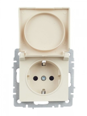 Розетка BRITE РСбш10-3-44-БрКр 16А IP44 с заземл. защ. шторки с крышкой беж. IEK BR-R16-16-44-K10 BR-R16-16-44-K10