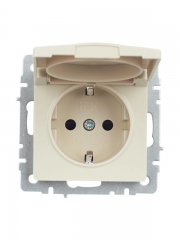 Розетка BRITE РСбш10-3-44-БрКр 16А IP44 с заземл. защ. шторки с крышкой беж. IEK BR-R16-16-44-K10 BR-R16-16-44-K10