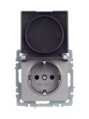 Розетка BRITE РСбш10-3-44-БрС 16А IP44 с заземл. защ. шторки с крышкой сталь IEK BR-R16-16-44-K46 BR-R16-16-44-K46