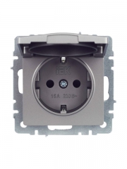 Розетка BRITE РСбш10-3-44-БрС 16А IP44 с заземл. защ. шторки с крышкой сталь IEK BR-R16-16-44-K46 BR-R16-16-44-K46