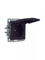 Розетка BRITE РСбш10-3-44-БрЧ 16А IP44 с заземл. защ. шторки с крышкой черн. IEK BR-R16-16-44-K02 BR-R16-16-44-K02