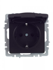 Розетка BRITE РСбш10-3-44-БрЧ 16А IP44 с заземл. защ. шторки с крышкой черн. IEK BR-R16-16-44-K02 BR-R16-16-44-K02