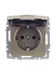 Розетка BRITE РСбш10-3-44-БрШ 16А IP44 с заземл. защ. шторки с крышкой шампань IEK BR-R16-16-44-K37 BR-R16-16-44-K37