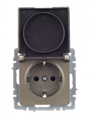 Розетка BRITE РСбш10-3-44-БрШ 16А IP44 с заземл. защ. шторки с крышкой шампань IEK BR-R16-16-44-K37 BR-R16-16-44-K37