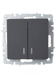 Выключатель 2-кл. СП BRITE ВС10-2-1-БрГ 10А с инд. графит IEK BR-V20-1-10-K53 BR-V20-1-10-K53