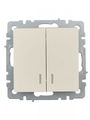 Выключатель 2-кл. СП BRITE ВС10-2-1-БрКр 10А с инд. беж. IEK BR-V20-1-10-K10 BR-V20-1-10-K10