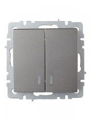 Выключатель 2-кл. СП BRITE ВС10-2-1-БрС 10А с инд. сталь IEK BR-V20-1-10-K46 BR-V20-1-10-K46