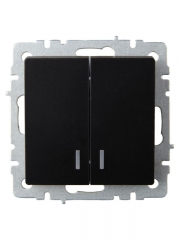 Выключатель 2-кл. СП BRITE ВС10-2-1-БрЧ 10А с инд. черн. IEK BR-V20-1-10-K02 BR-V20-1-10-K02